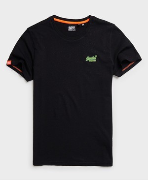 Superdry Orange Label Neon Lite Férfi Pólók Fekete | GHCBF6714